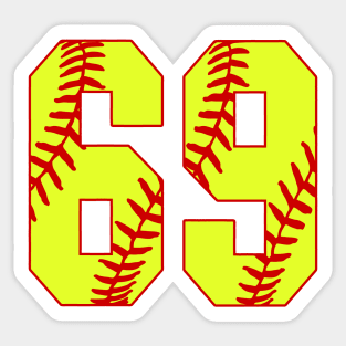 Fastpitch Softball Number 69 #69 Softball Shirt Jersey Uniform Favorite Player Biggest Fan Sticker